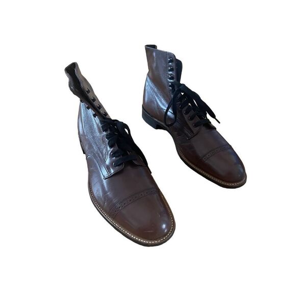 Stacy Adams Mens Brown Cap Toe Leather Lace Up Madison High Top Boots Size 9 - Picture 5 of 8